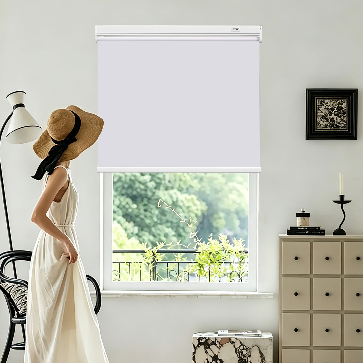 Elektrisches Verdunkelungsrollo mit Akku | Smart Sonnenschutz & Sichtschutz | Aubor