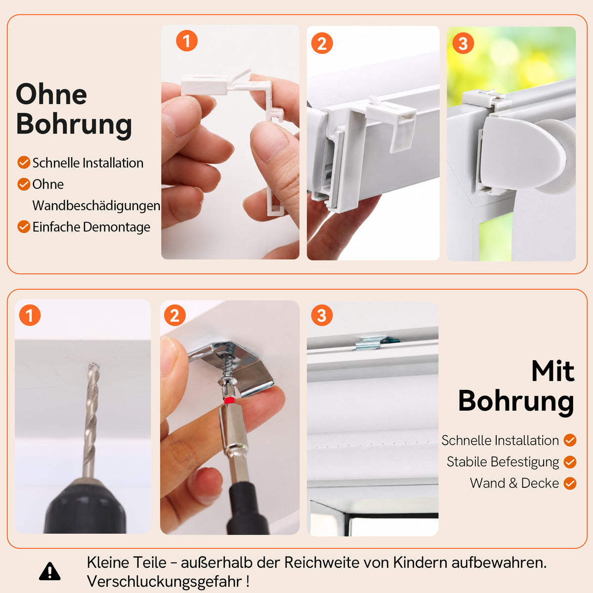 Verdunkelungsrollo ohne Bohren | Sonnenschutz & Sichtschutz | Aubor