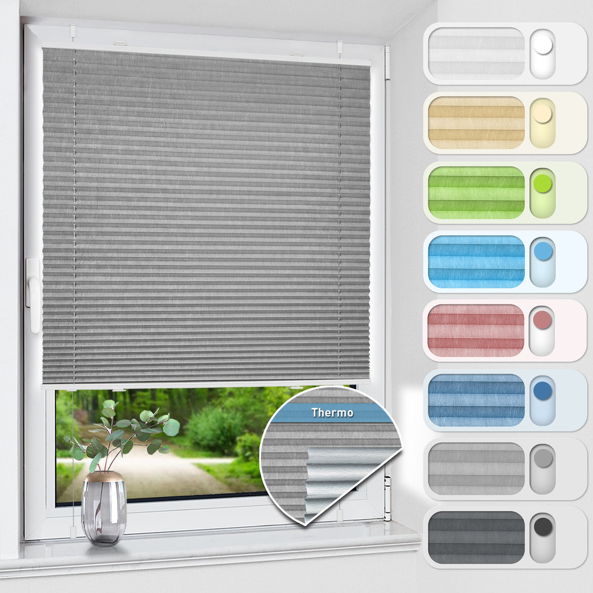 Store plissé occultant sans perçage | Protection solaire et thermique | Aubor