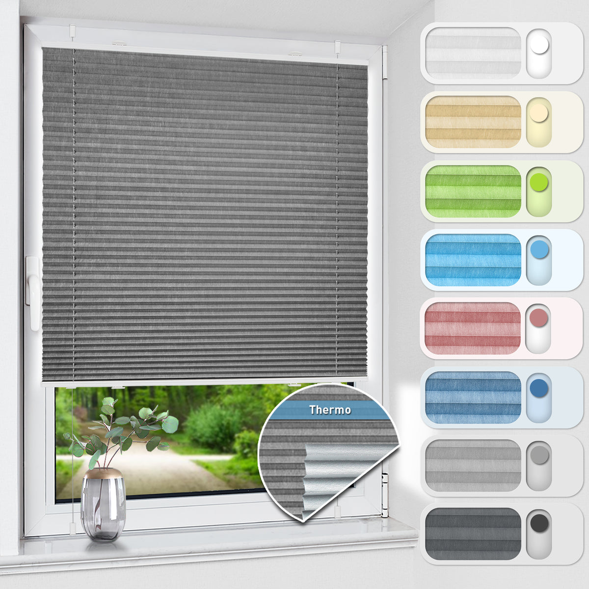 Store plissé occultant sans perçage | Protection solaire et thermique | Aubor