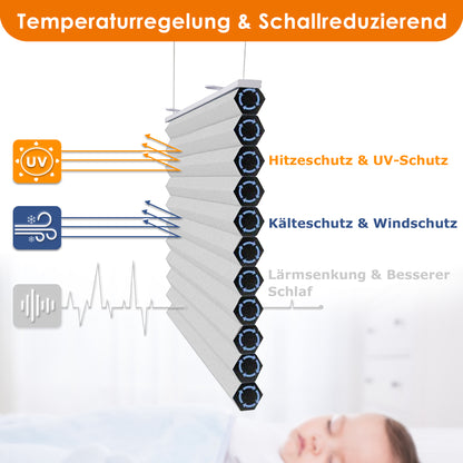 Wabenplissee Thermo ohne Bohren | 100 % blickdicht & Wärmeschutz | Aubor