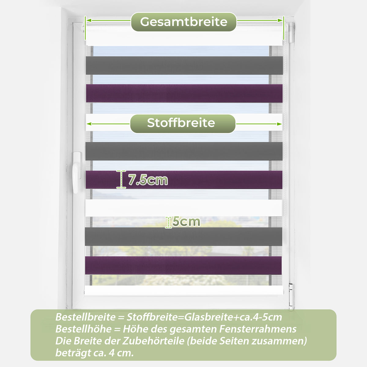 Doppelrollo ohne Bohren | Sonnenschutz & Sichtschutz | Aubor