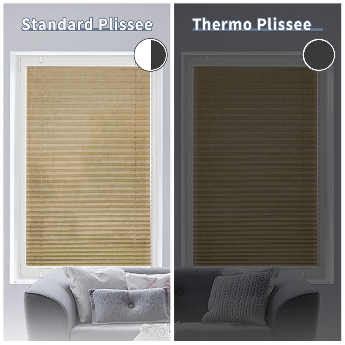 Store plissé occultant sans perçage | Protection solaire et thermique | Aubor