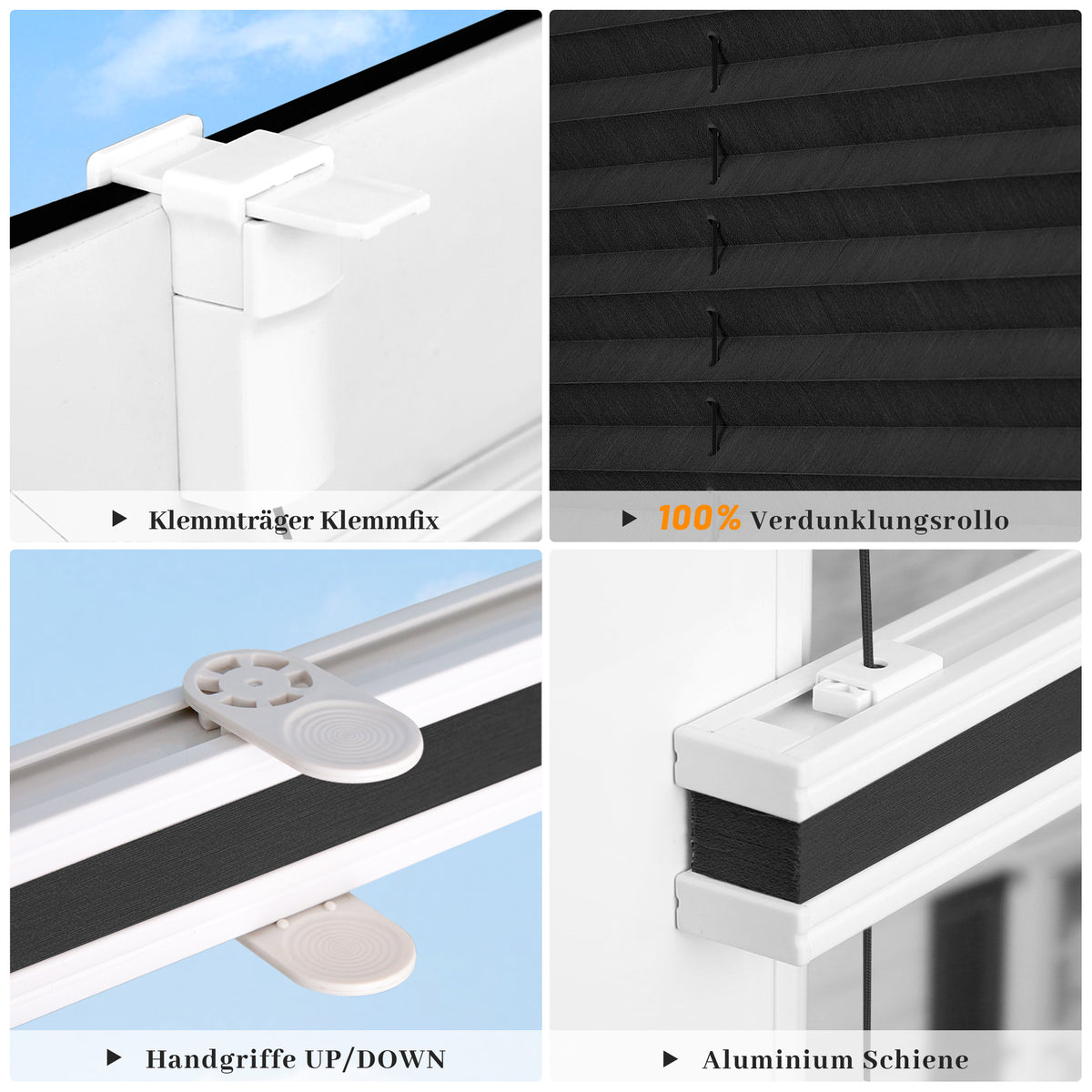 Store plissé occultant sans perçage | Protection solaire et thermique | Aubor