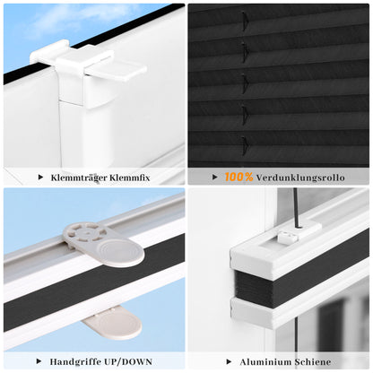 Store plissé occultant sans perçage | Protection solaire et thermique | Aubor