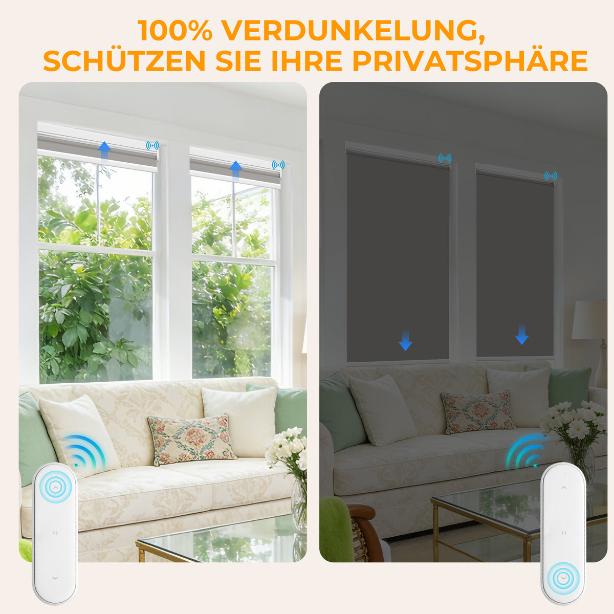 Elektrisches Verdunkelungsrollo ohne Bohren | Sonnenschutz & Sichtschutz | Aubor