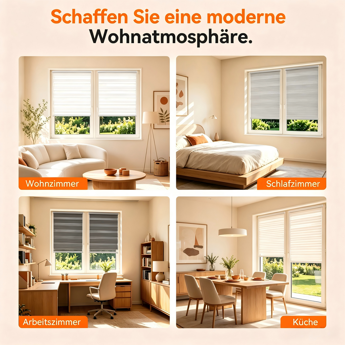 Doppelrollo Klemmfix ohne Bohren | Lichtdurchlässig & Blickdicht &  | Aubor