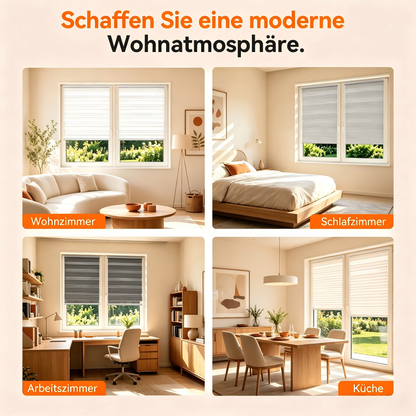 Doppelrollo Klemmfix ohne Bohren | Lichtdurchlässig & Blickdicht &  | Aubor