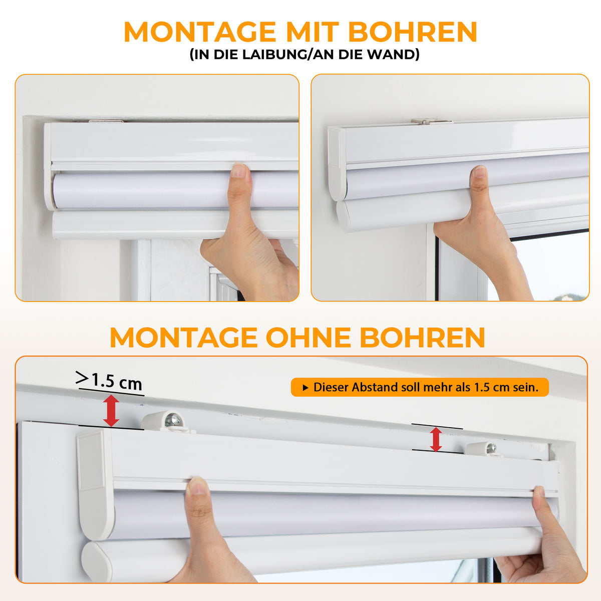 Elektrisches Verdunkelungsrollo ohne Bohren | Sonnenschutz & Sichtschutz | Aubor