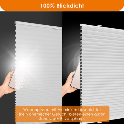 Wabenplissee Thermo ohne Bohren | 100 % blickdicht & Wärmeschutz | Aubor