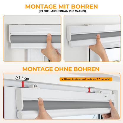 Elektrisches Verdunkelungsrollo mit Akku | Smart Sonnenschutz & Sichtschutz | Aubor