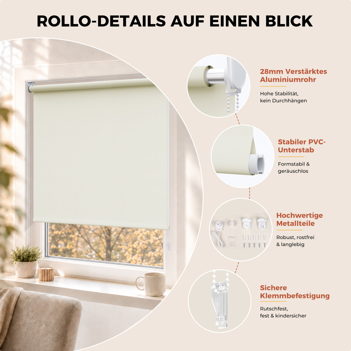 Verdunkelungsrollo mit Bohren | Sonnenschutz & Sichtschutz | Aubor