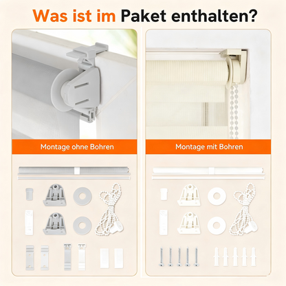 Doppelrollo Klemmfix ohne Bohren | Lichtdurchlässig & Blickdicht &  | Aubor