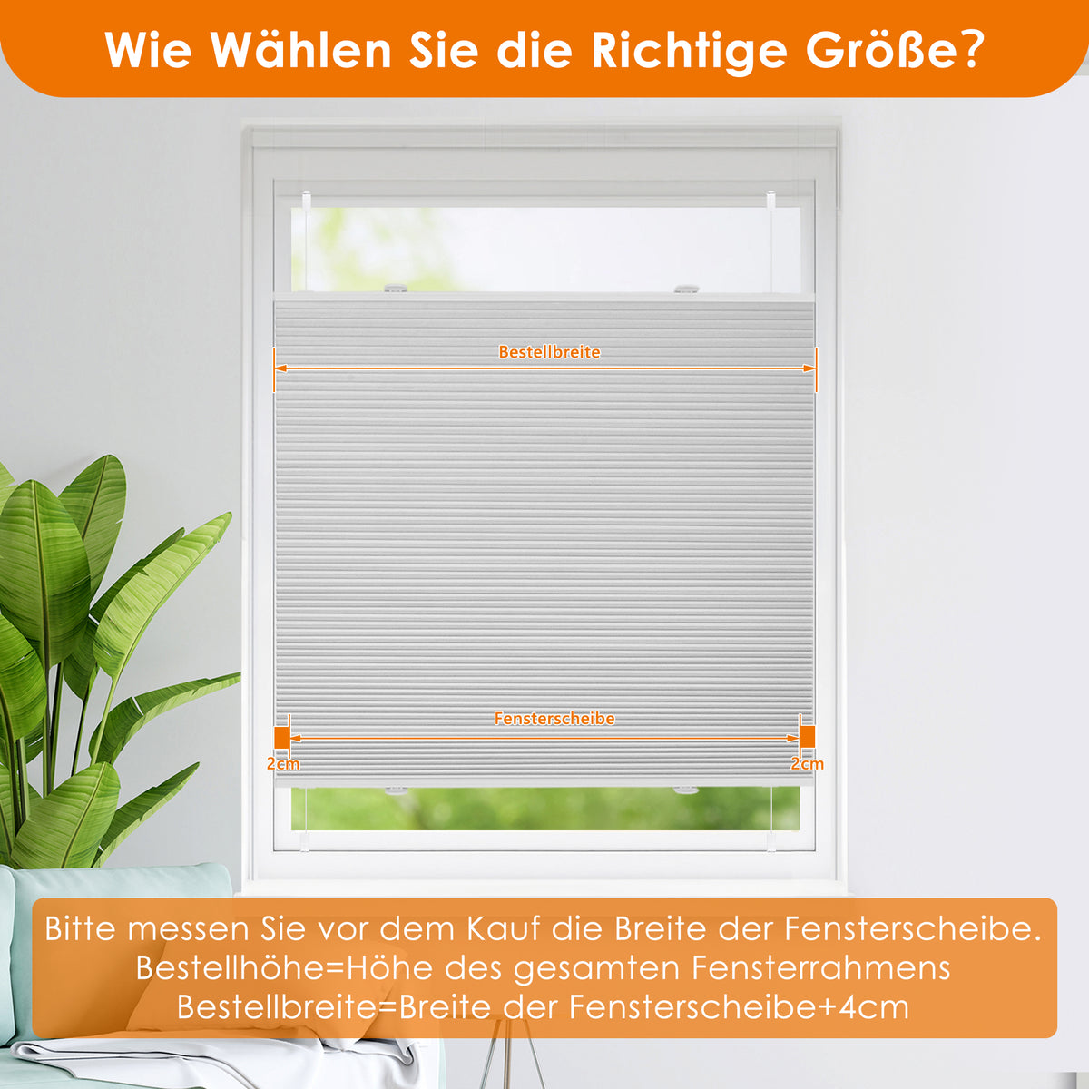 Wabenplissee Thermo ohne Bohren | 100 % blickdicht & Wärmeschutz | Aubor