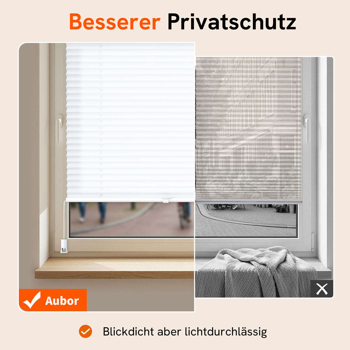 Plissee ohne Bohren & zum Kleben Klemmfix|Aubor