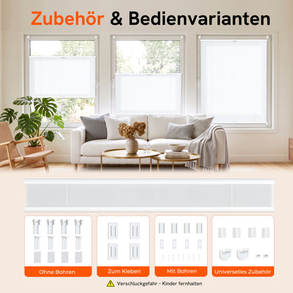 Plissee ohne Bohren & zum Kleben Klemmfix|Aubor