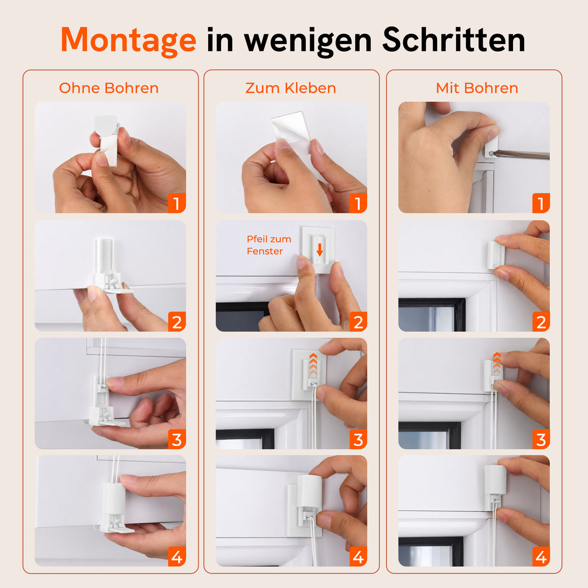 Plissee ohne Bohren & zum Kleben Klemmfix|Aubor